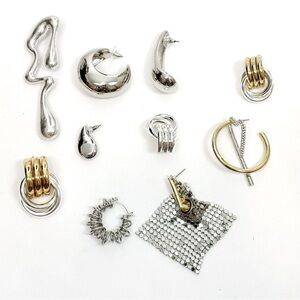 Set of 10 REVOLVE Single Earrings Silver & Gold Themed